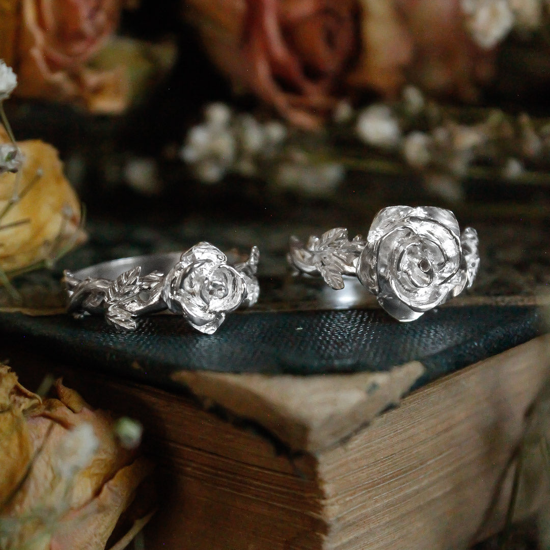 Anillo Rosa grande plata