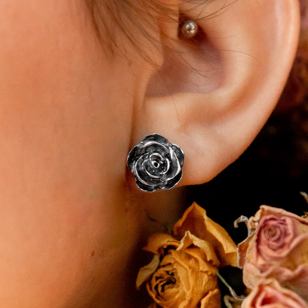 Aros Rosa mediana Plata envejecida