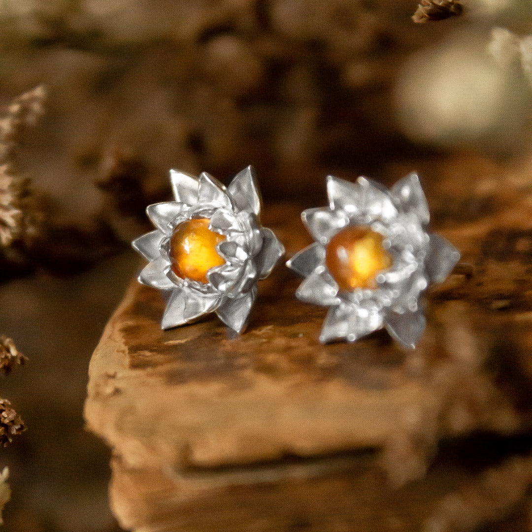 Aros flor de loto con citrino