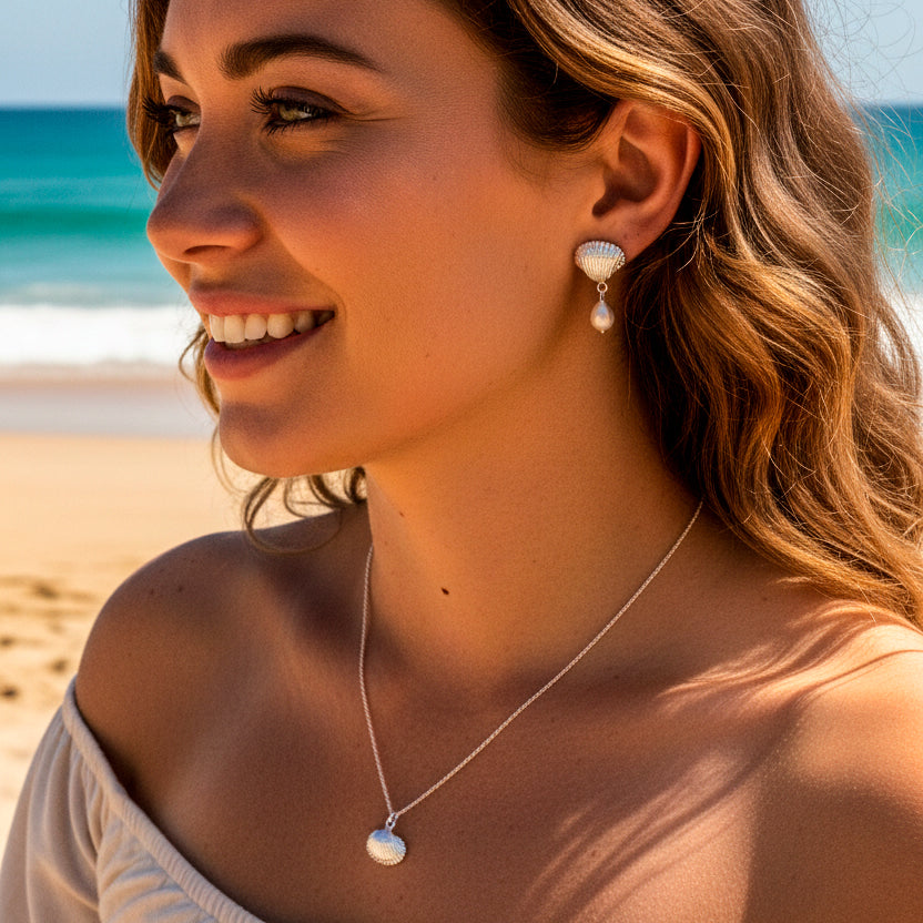 Aros Conchita y perla plata