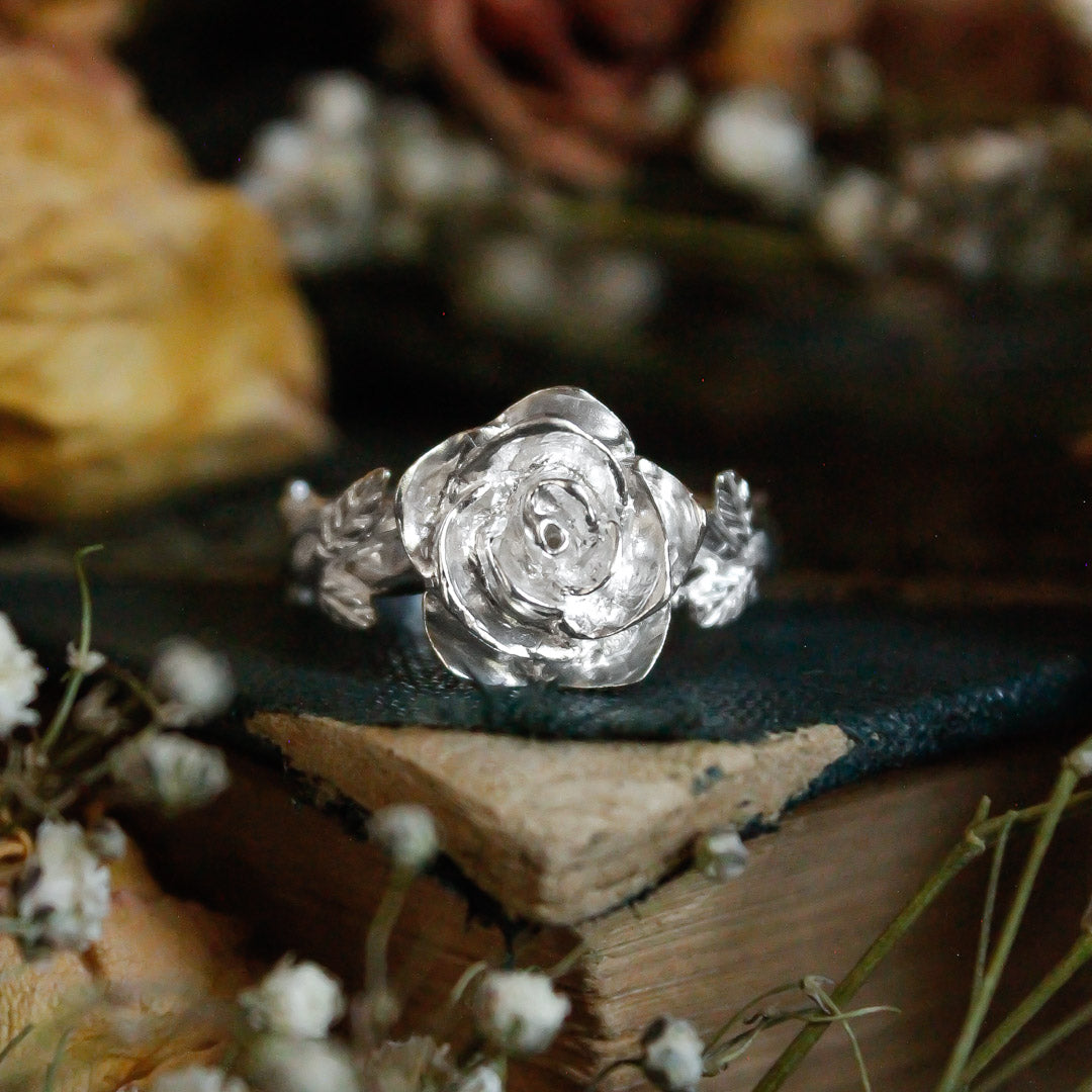 Anillo Rosa grande plata