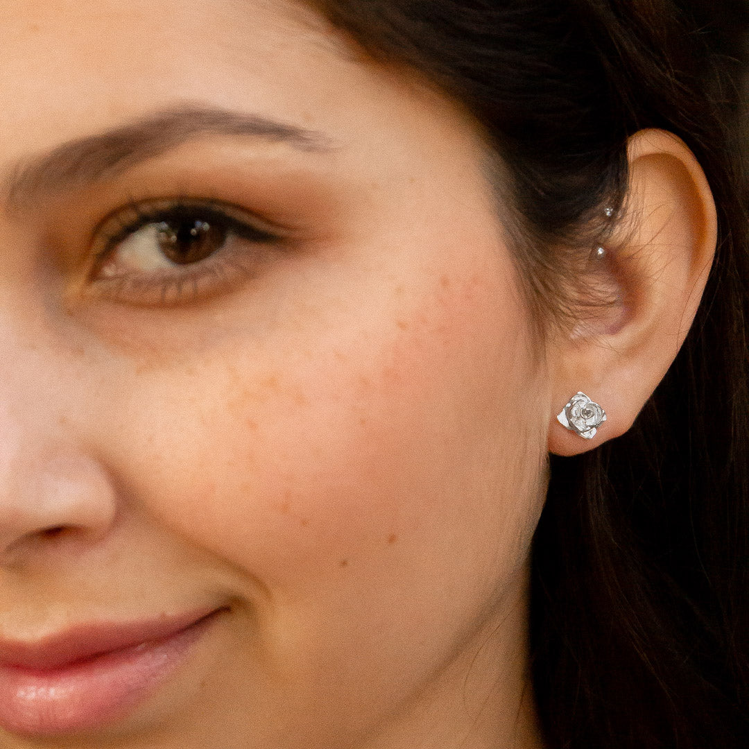 Aros Rosa pequeña Plata