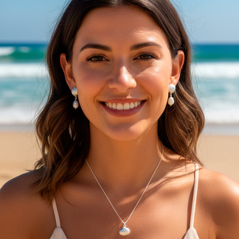 Aros Conchita y perla plata